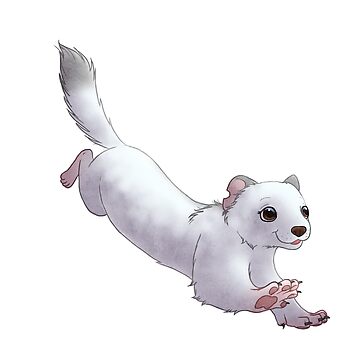 Artwork thumbnail, Cute happy ferret mink weasel panda albino by Chiwowy