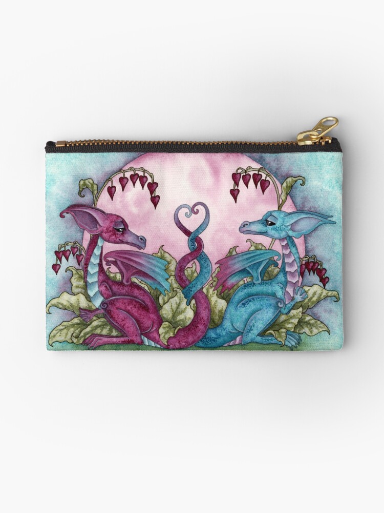 Thumbnail 1 of 4, Zipper Pouch, Love Dragons designed and sold by AmyBrownArt.