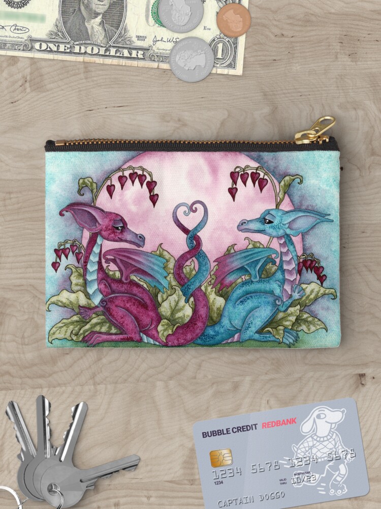 Thumbnail 3 of 4, Zipper Pouch, Love Dragons designed and sold by AmyBrownArt.