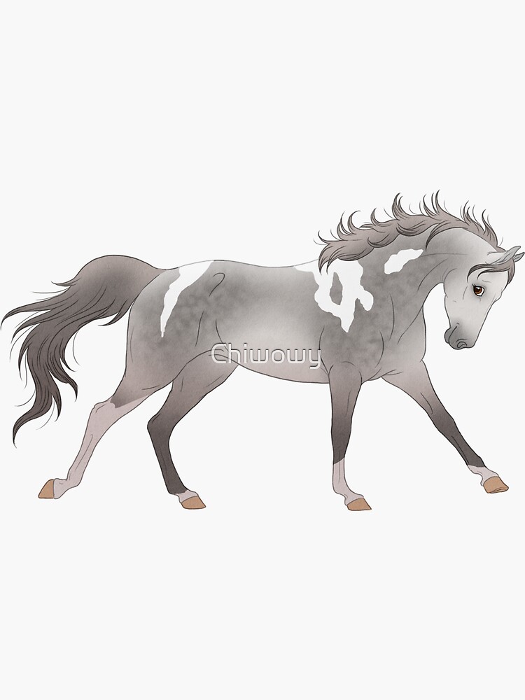 Thumbnail 3 of 3, Sticker, Horse pony american paint horse galop wild free mustang designed and sold by Chiwowy.