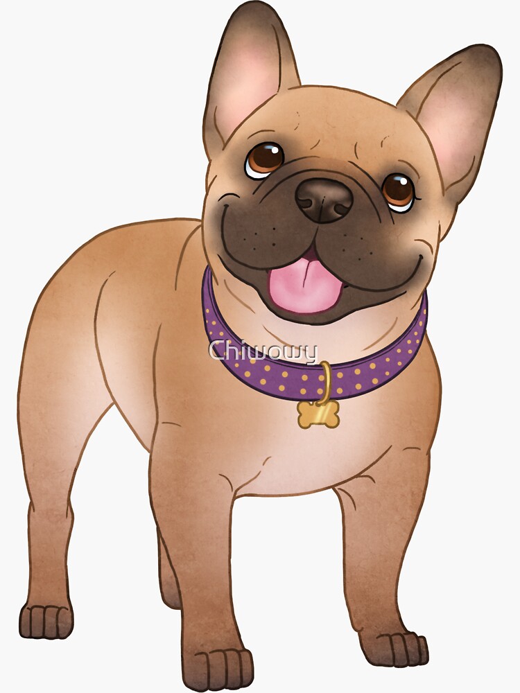 Thumbnail 3 of 3, Sticker, French bulldog cute chibi anime dog smile pug designed and sold by Chiwowy.