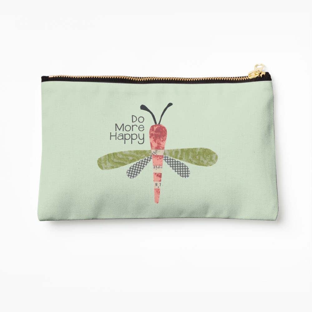 Do More Happy Dragonfly (red) Zipper Pouch