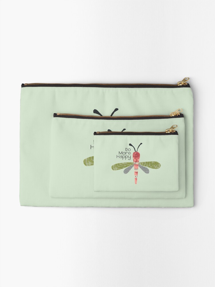 Alternate view of Do More Happy Dragonfly (red) Zipper Pouch