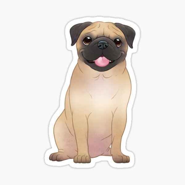 Pug cute mopshondje dog puppy smile chibi cartoon Sticker