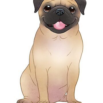 Artwork thumbnail, Pug cute mopshondje dog puppy smile chibi cartoon by Chiwowy