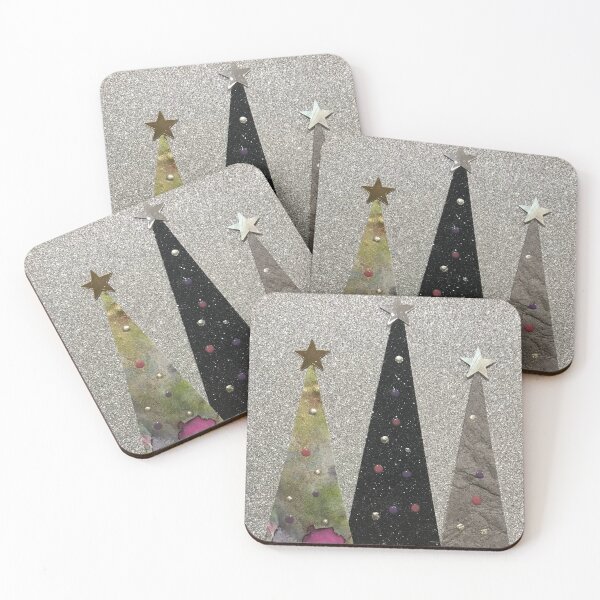 Item preview, Trio of sparkly Christmas trees  designed and sold by Gill Barrett Art.