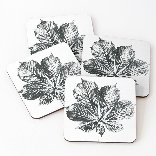 Item preview, Maple leave ink stamp. Black and white nature print. Customized background colorur. designed and sold by KarinaKalina.
