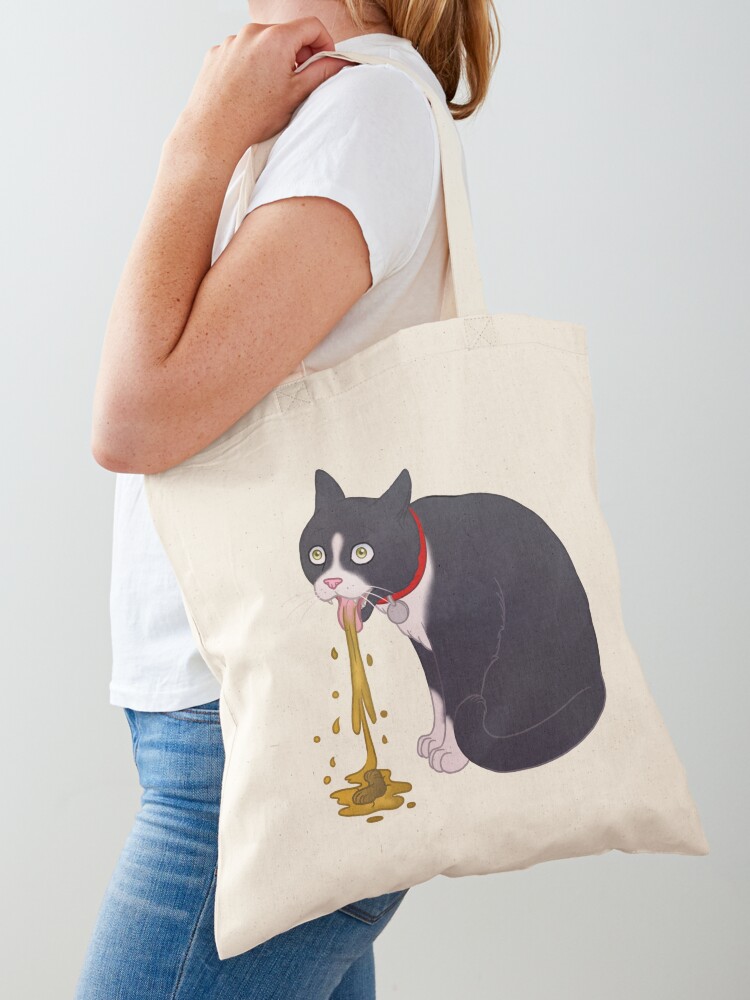 Tote Bag Barfing Chat Vomi Drole Boule De Poils De Dessin Anime Malade Par Chiwowy Redbubble