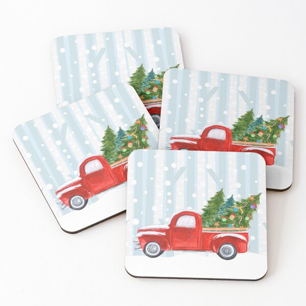 Item preview, Red PickUp Truck Snowy Background designed and sold by blayzeink.