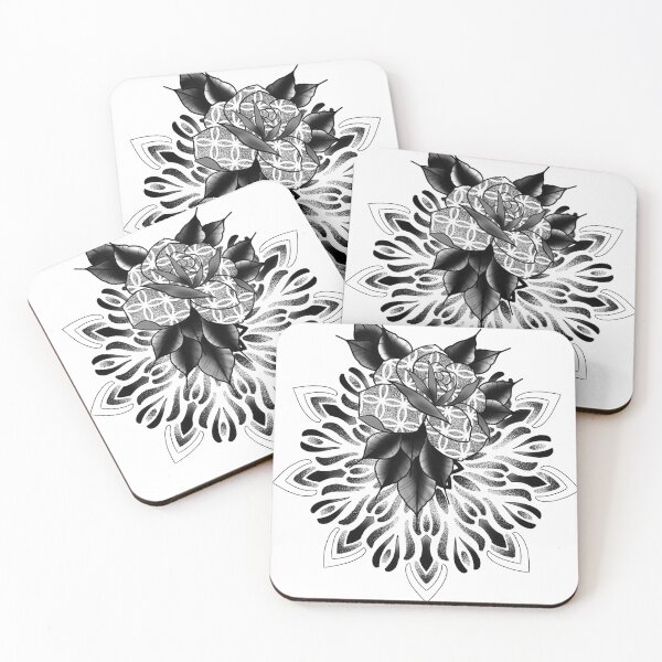 Item preview, Geometric mandala and rose designed and sold by dtmtattoo.