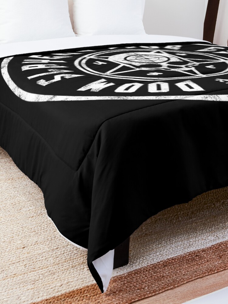 Alternate view of Doom Slayers Club | Doom Eternal Emblem | White Print Comforter