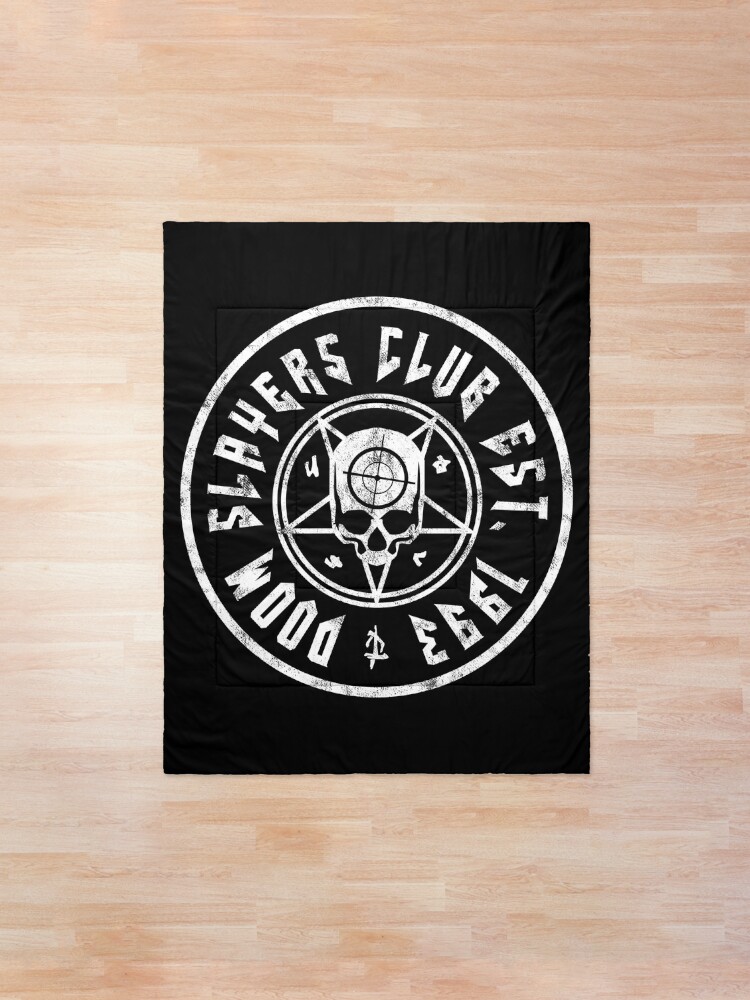 Alternate view of Doom Slayers Club | Doom Eternal Emblem | White Print Comforter