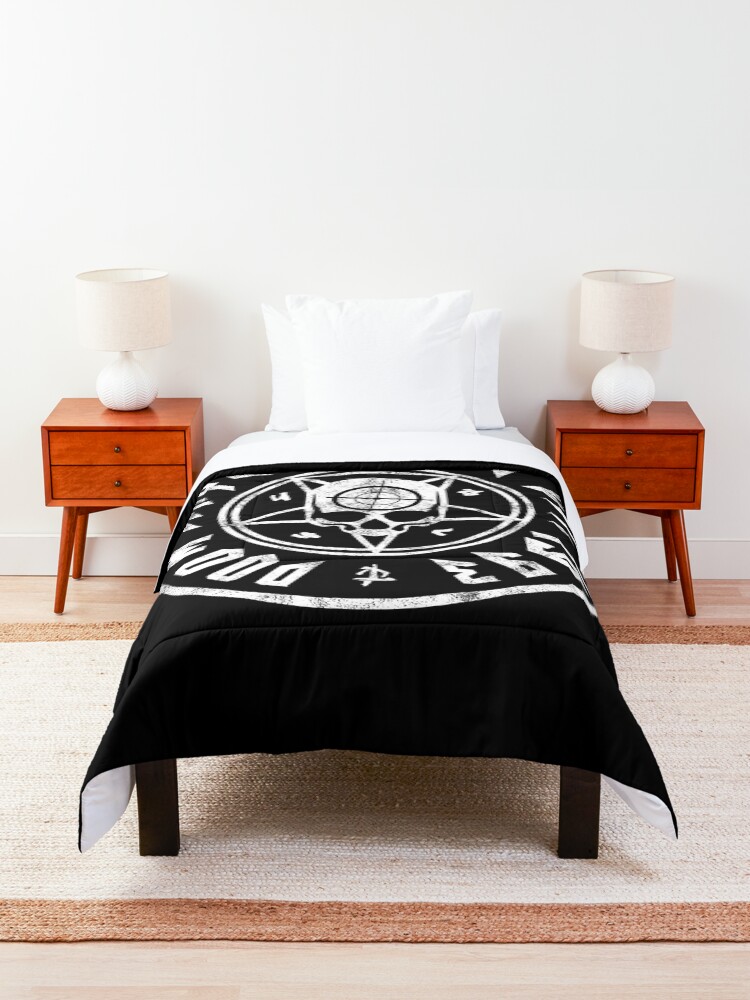 Alternate view of Doom Slayers Club | Doom Eternal Emblem | White Print Comforter