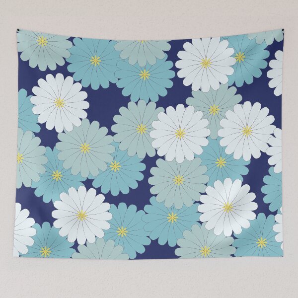 Item preview, Blue oriental flowers designed and sold by shadowisper.