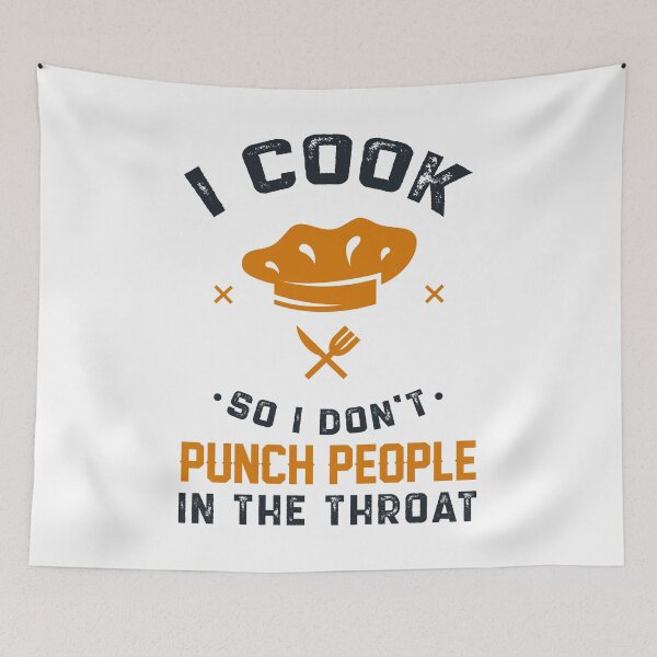 Item preview, I Cook So I Don't Punch People In The Throat designed and sold by Orange Pieces.