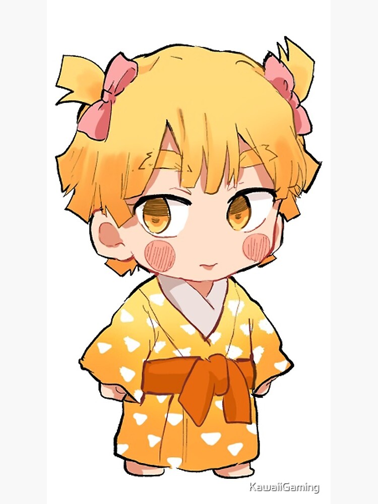 Demon Slayer Kimetsu No Yaiba Zenitsu Agatsuma Kimono Kawaii Postcard By Kawaiigaming Redbubble