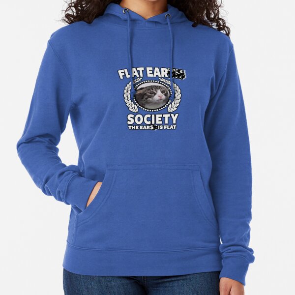 Funny Flat Ear Society Cat Meme Shirt Lightweight Hoodie