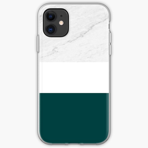 MARBLE TEAL WHITE COLOR BLOCK MODERN GEOMETRY iPhone Soft Case