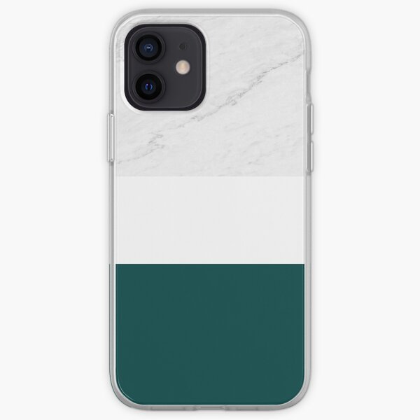 MARBLE TEAL WHITE COLOR BLOCK MODERN GEOMETRY iPhone Soft Case