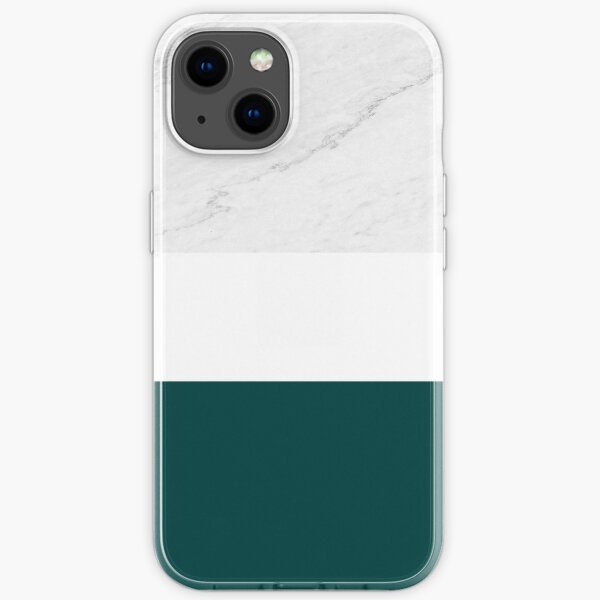 Dark green white marble texture striped pattern iPhone Soft Case