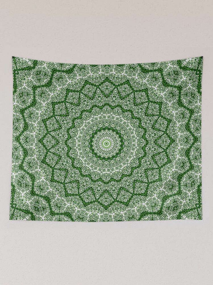 Green and white tapestry hot sale