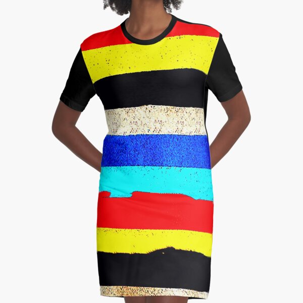 Colourful Horizontal Stripes Graphic T-Shirt Dress