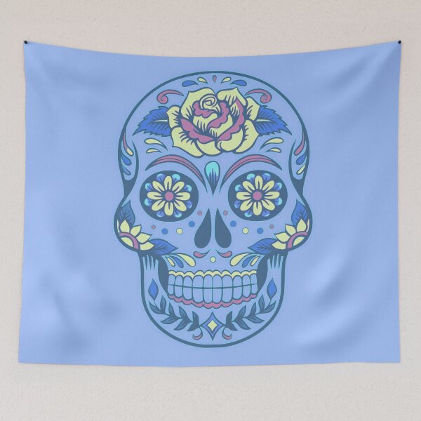 Item preview, Ghostly Day of the Dead Skull designed and sold by BlueOnionThings.