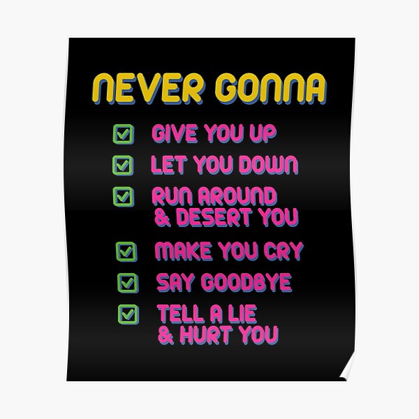"Never Gonna Give You Up - 80's Music Retro Lyrics / Never Gonna Give ...