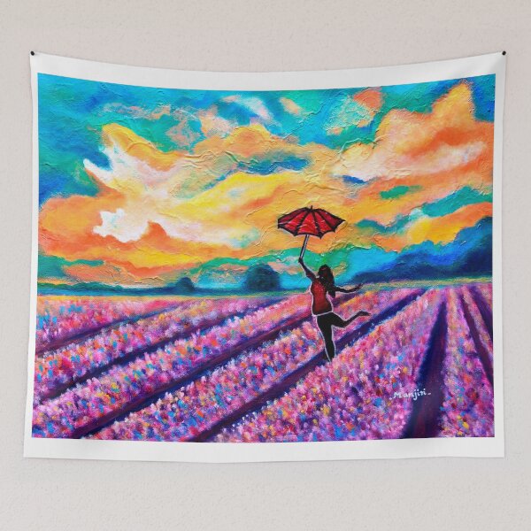 Item preview, Lavender Field Walk-girl With Umbrella designed and sold by artbymanjiri.