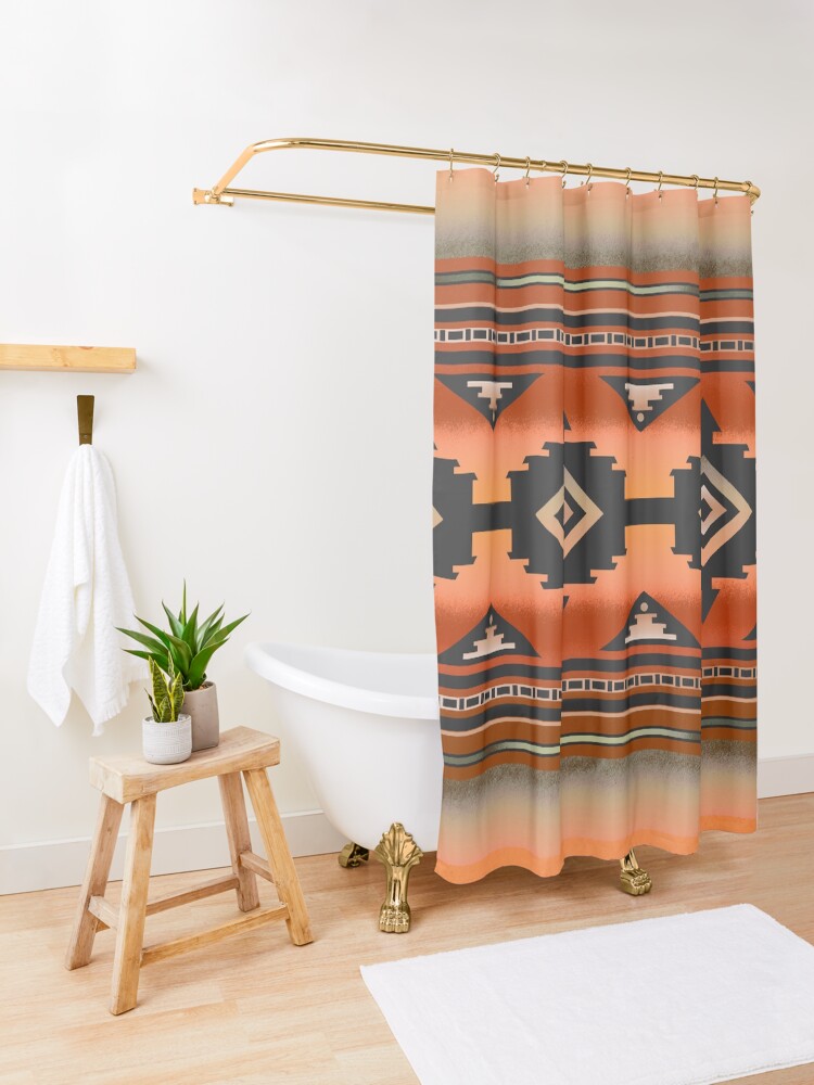 Alternate view of Canyon | Navajo Rust Shower Curtain