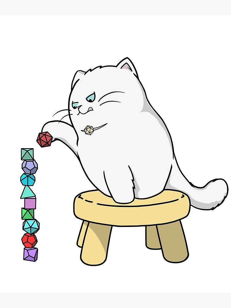 "Gaming Cat (Stacking Dice)" Art Print by AHundredAtlas | Redbubble