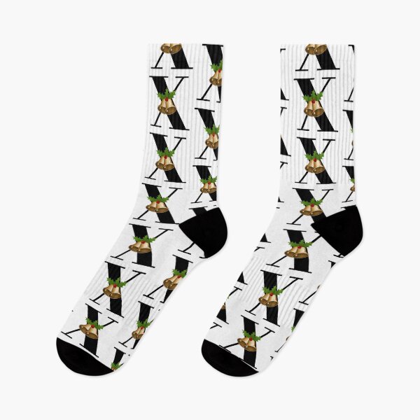 Item preview, letter x alphabet monogram christmas bells holly berry leaves designed and sold by atevern.