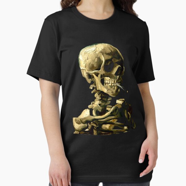 Item preview, Vincent van Gogh skeleton skull smoking cigarette art lover gift t shirt or mask designed and sold by Johannesart.
