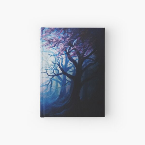 Spiritual woodland landscape. Fantasy art painting. Trees and darkness Hardcover Journal