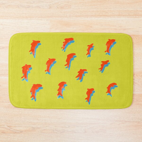 Item preview, Red Fish People with Blue Shadow on Yellow Board designed and sold by Istvan Ocztos.