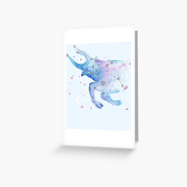 Taurus Zodiac Galaxy Watercolor Greeting Card