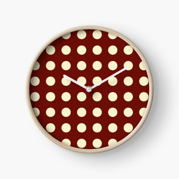 Burgundy and Cream Polka Dots Clock