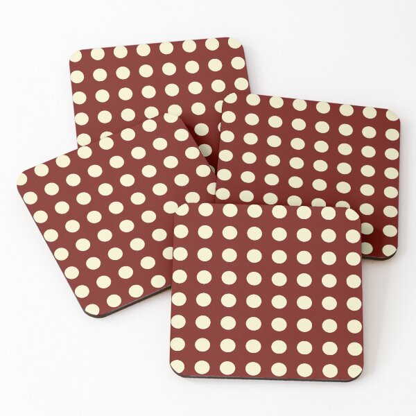 Burgundy and Cream Polka Dots Coasters (Set of 4)