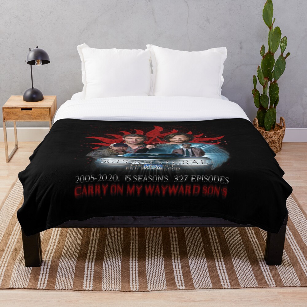 Supernatural Family dont end with Blood 4R Throw Blanket