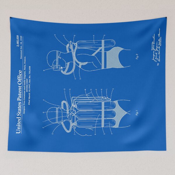 Item preview, Jacques Cousteau Diving Gear Patent - Blueprint designed and sold by FinlayMcNevin.