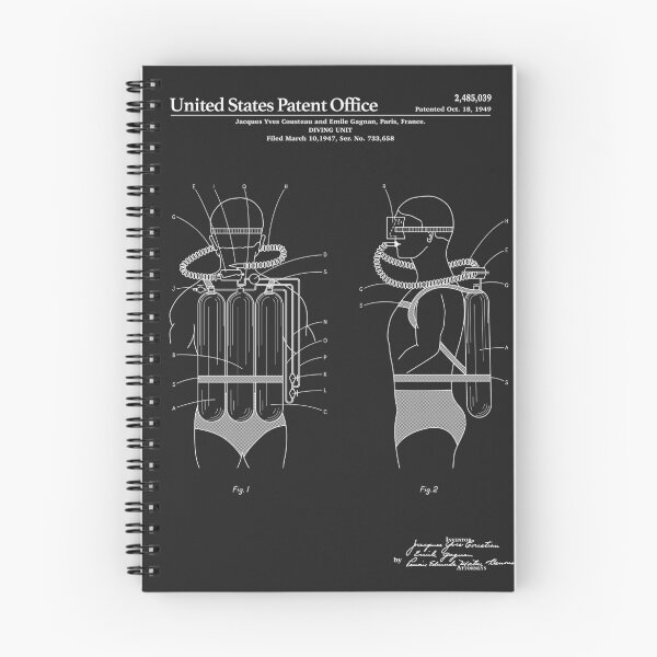 Item preview, Jacques Cousteau Diving Gear Patent - Black designed and sold by FinlayMcNevin.
