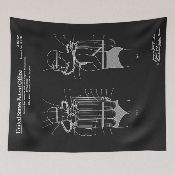 Item preview, Jacques Cousteau Diving Gear Patent - Black designed and sold by FinlayMcNevin.