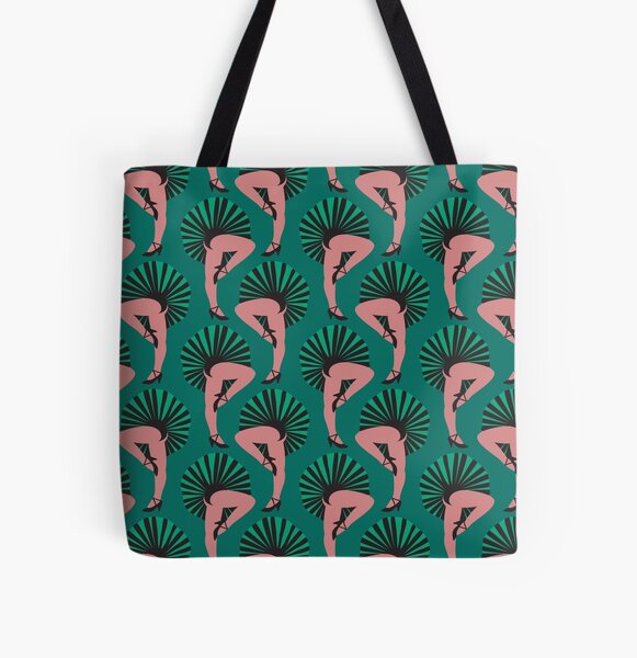 French Cancan Green All Over Print Tote Bag