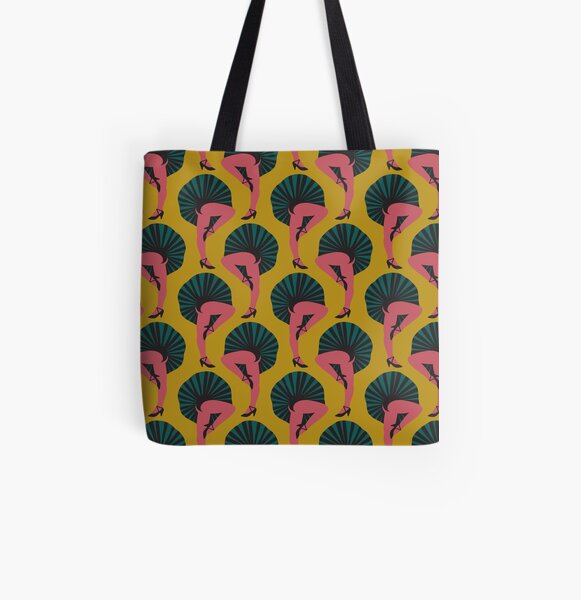 French Cancan Mustard All Over Print Tote Bag