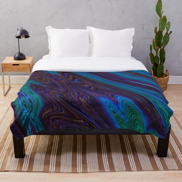 Liquid peacock Throw Blanket