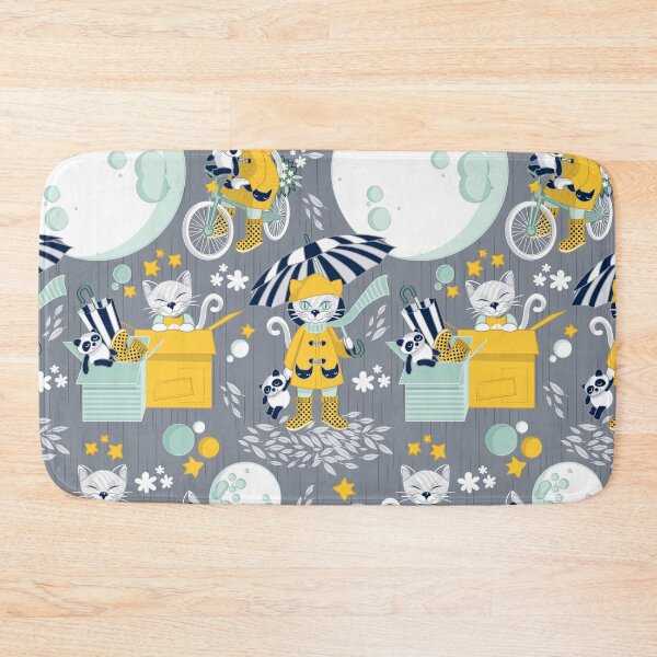 Item preview, The cat who loves rainy nights // blue grey background designed and sold by SelmaCardoso.