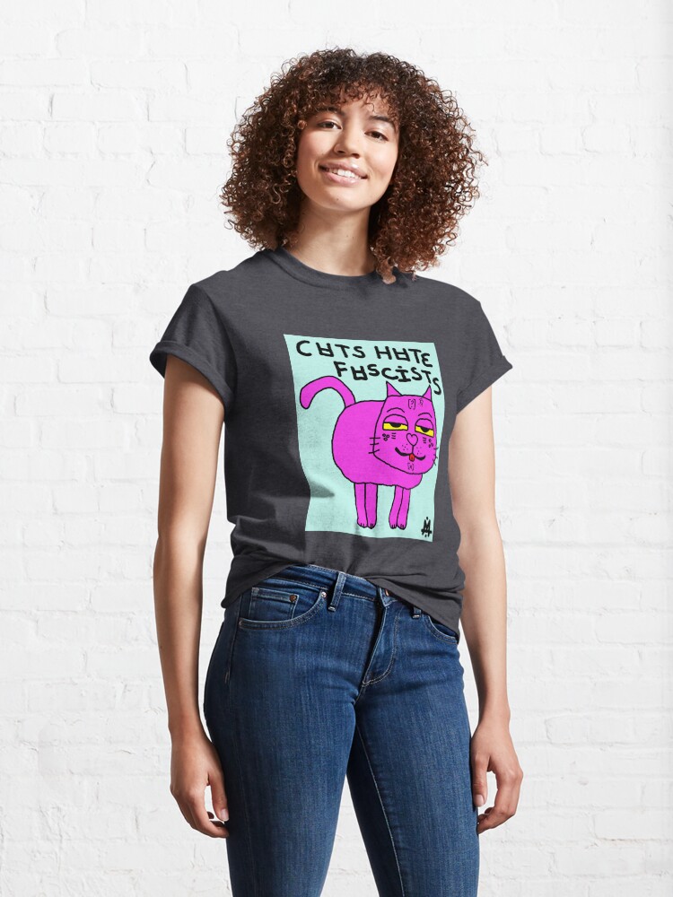 Alternate view of Scykosiz - CATS HATE FASCISTS Classic T-Shirt