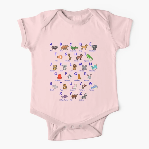 Learn alphabet with animals, Abc Baby One-Piece for Sale by superpixus