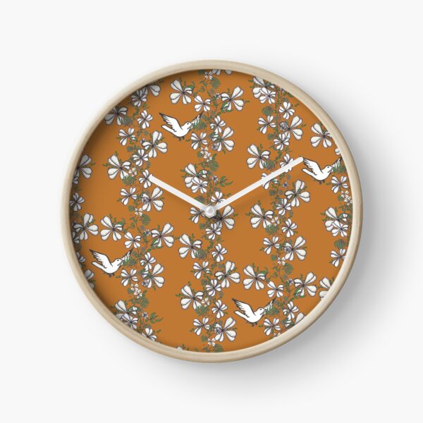 Bird Vine (Orange) Clock