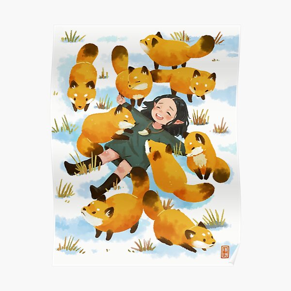 Snuggles with foxes Poster